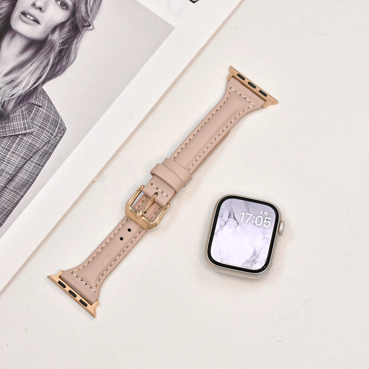 Slim Leather band For Apple Watch Series 10 11 42mm 46mm 9 8 7 41mm 45mm band 42mm Ultra 49mm band Apple Watch SE 6 5 4 3 40mm 44mm