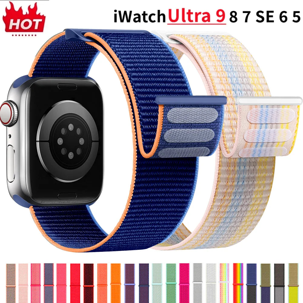 Nylon Loop band For Apple Watch band 49mm 45mm 44mm 42mm 41mm 40mm 38mm Smart Belt band For Apple Watch Ultra 8 7 6 SE 5 4 3
