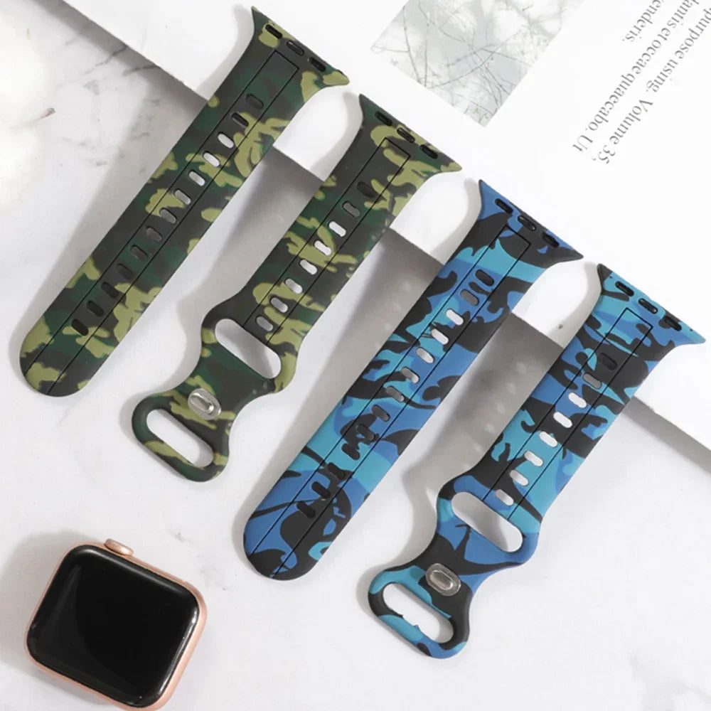 Silicone band For Apple Watch band 49mm 45mm 41mm 44mm 40mm 42mm 38mm 45mm Camouflage band Apple Watch Series Ultra 8 SE 7 6 5