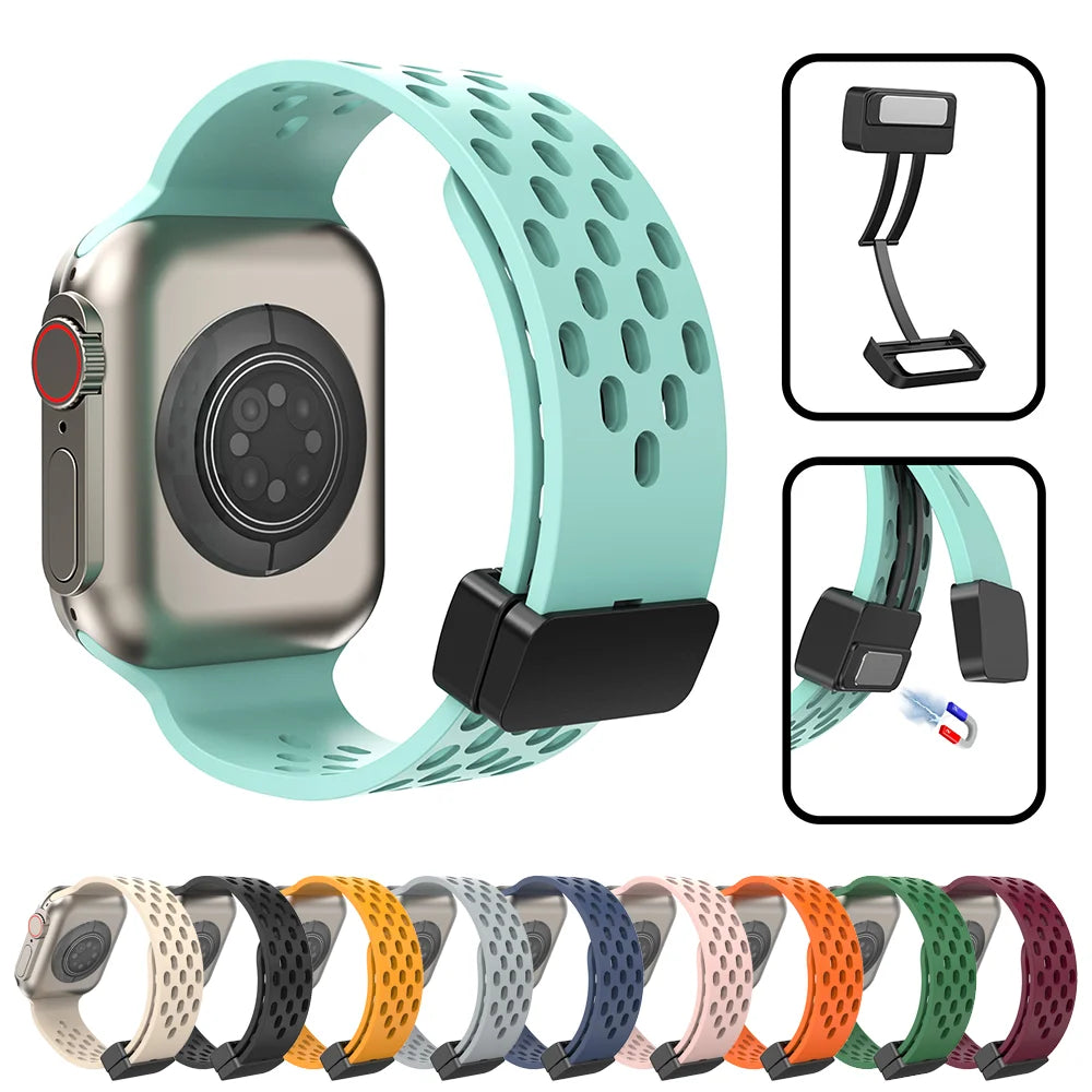 Breathable silicone band for Apple Watch band Ultra 2 49mm 44mm 40mm 42mm 46mm 41mm 45mm band Apple Watch Series 11 10 9 8 7 6 SE3