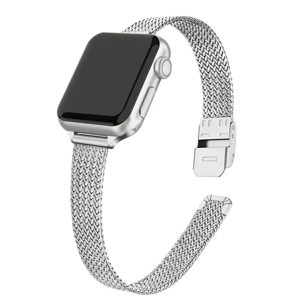 Slim band metal band for Apple Watch 10 9 8 7 6 SE 5 4 44mm 45mm 49mm Ultra Stainless Steel Milanese band for Apple Watch 42mm 46mm