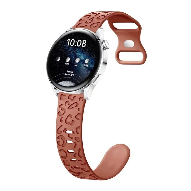 20mm Engraved Leopard Band for Samsung Galaxy Watch 7/FE/6/5/5 pro/FE/4 classic Silicone Sport bracelet Huawei GT 5-4-3-2 Strap