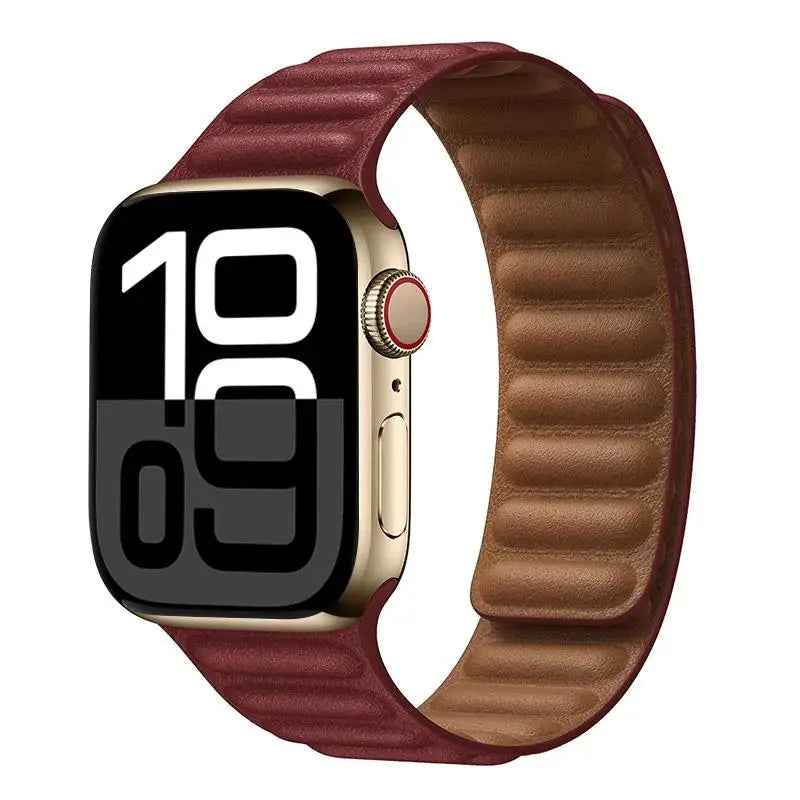 Leather band for Apple Watch band 49mm 46mm 42mm 41mm 44mm Original Magnetic Loop Link band Apple Watch 10 11 9 8 7 SE Ultra 2 3