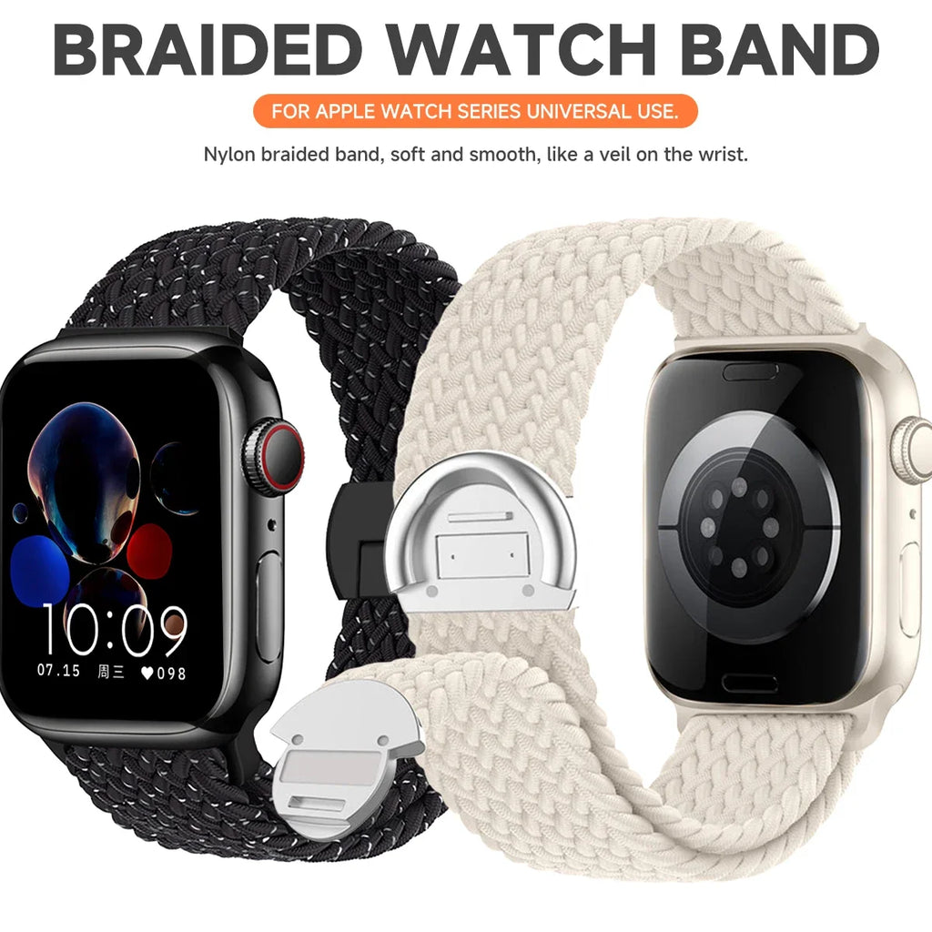 Braided band For Apple Watch band 44mm 40mm 45mm 49mm 41mm 38mm buckle band Apple Watch Series SE 10 9 8 7 6 Ultra 2 Magnetic Band