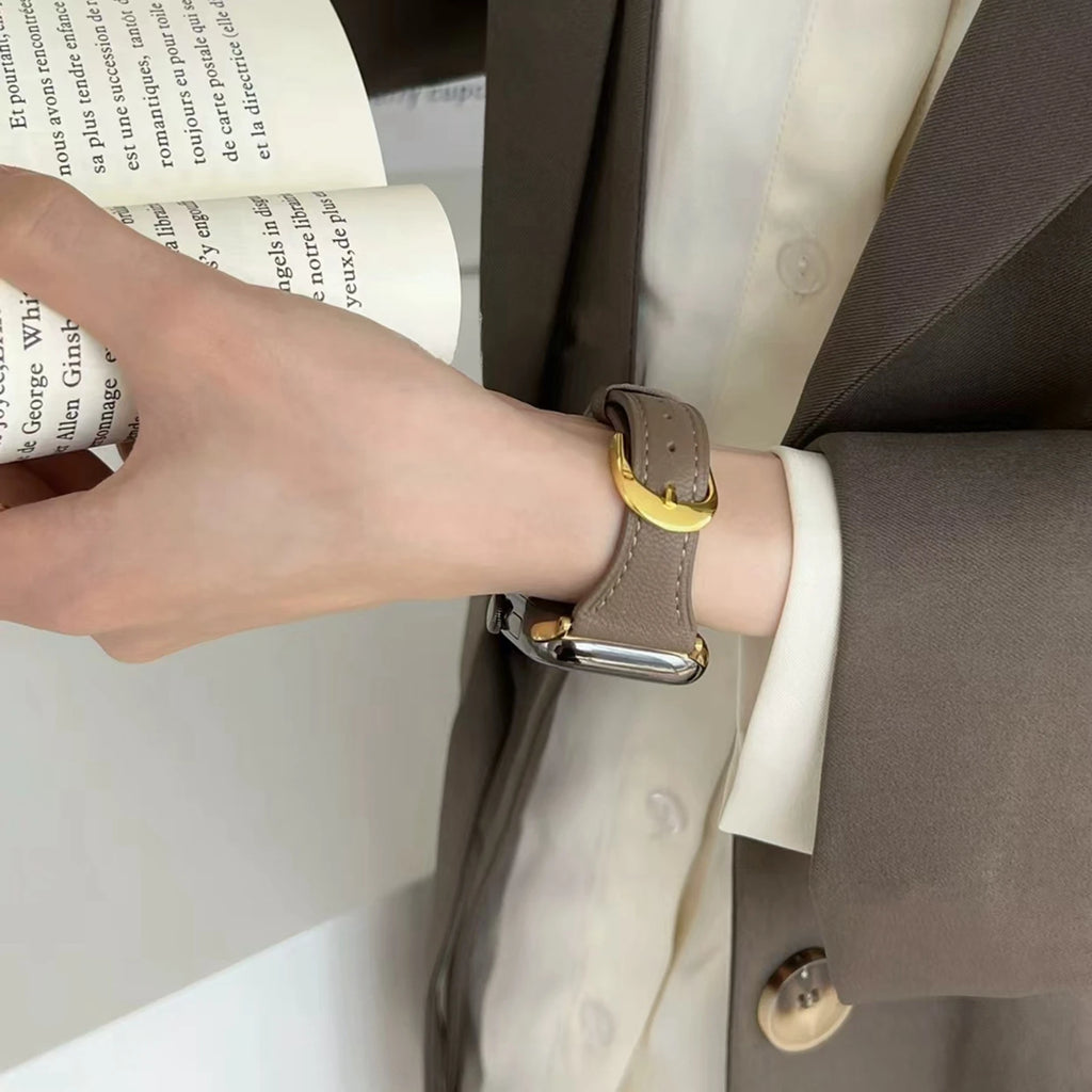 Leather loop For Apple Watch band Thin women Series Ultra 10 9 8 7 6 38mm 40mm 41mm 42mm 44mm 45mm 46mm band