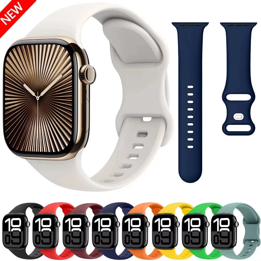 Silicone band For Apple Watch band 44mm 40mm 45mm 41mm 42mm 46mm sport wrist band Apple Watch serie 10 8 7 SE 4 5 6 9 Ultra 2 49mm