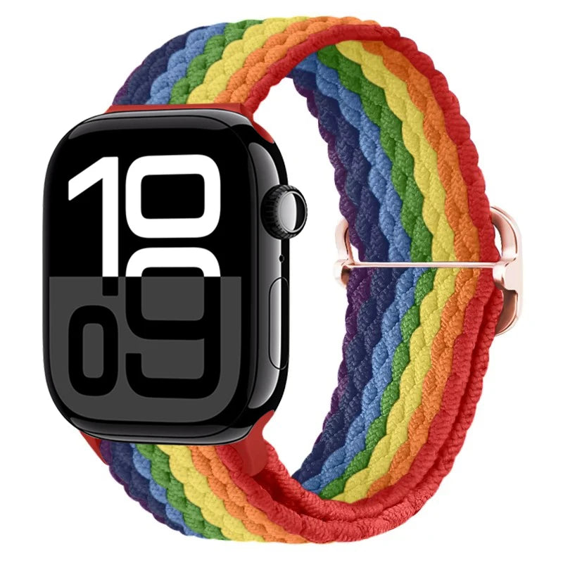 Braided Nylon band For Apple Watch Ultra 49mm 46mm 45mm 44mm 42mm 41mm 40mm Elastic band Apple Watch 11 10 9 8 7 SE 4 5 6 Belt