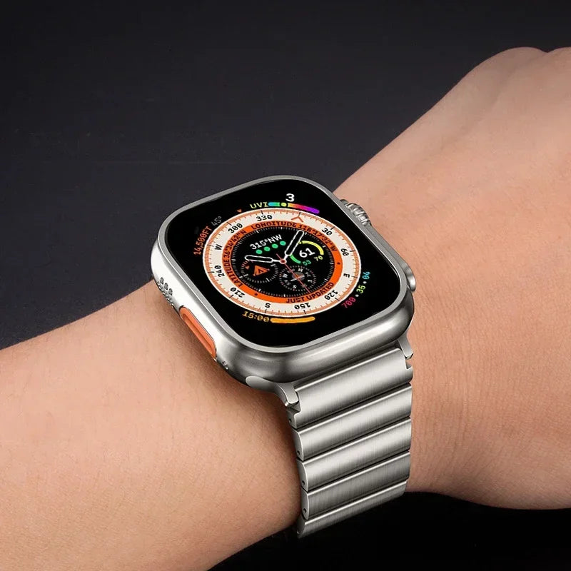 Titanium Link band for Apple Watch Ultra 3 2 49mm 41mm 42mm 44mm 46mm 40mm band for Apple Watch Series 11 10 9 8 7 6 5 4 SE Wristband