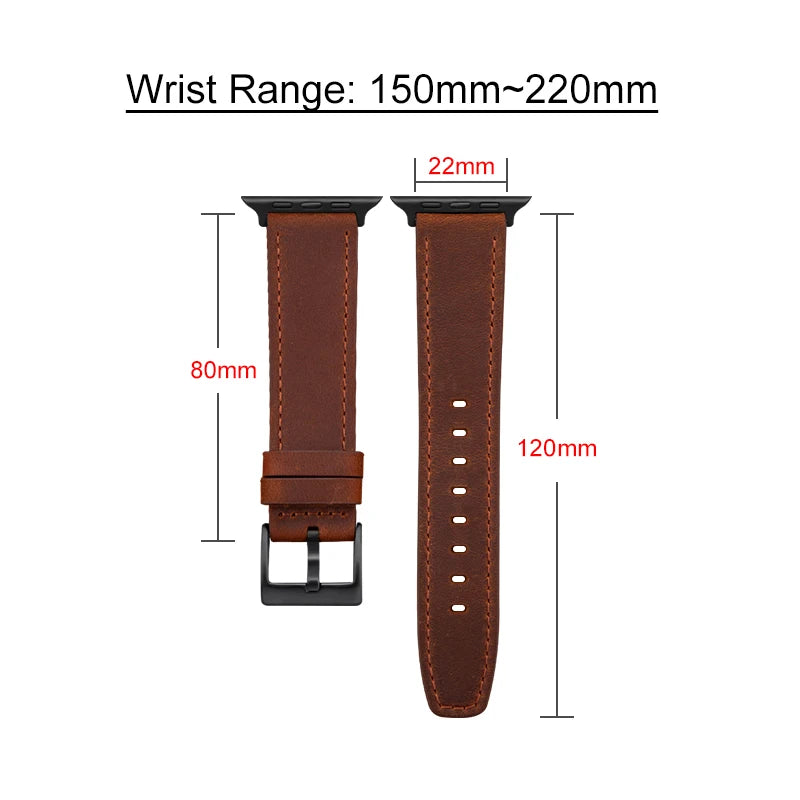 Leather band For Apple Watch band 49mm 44mm 45mm 42mm 40mm 46mm 38mm 41mm Crazy Horse Style band Apple Watch Ultra Series 10 9 8 7 SE 6 5