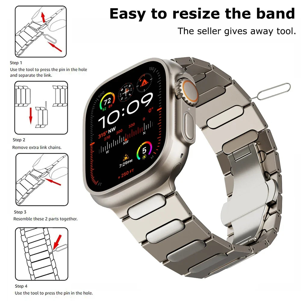 Titanium band for Apple Watch Ultra 3 2 49mm 9 45mm Men band for Apple Watch Series 11 10 6 5 SE 44mm 46mm metal watch band