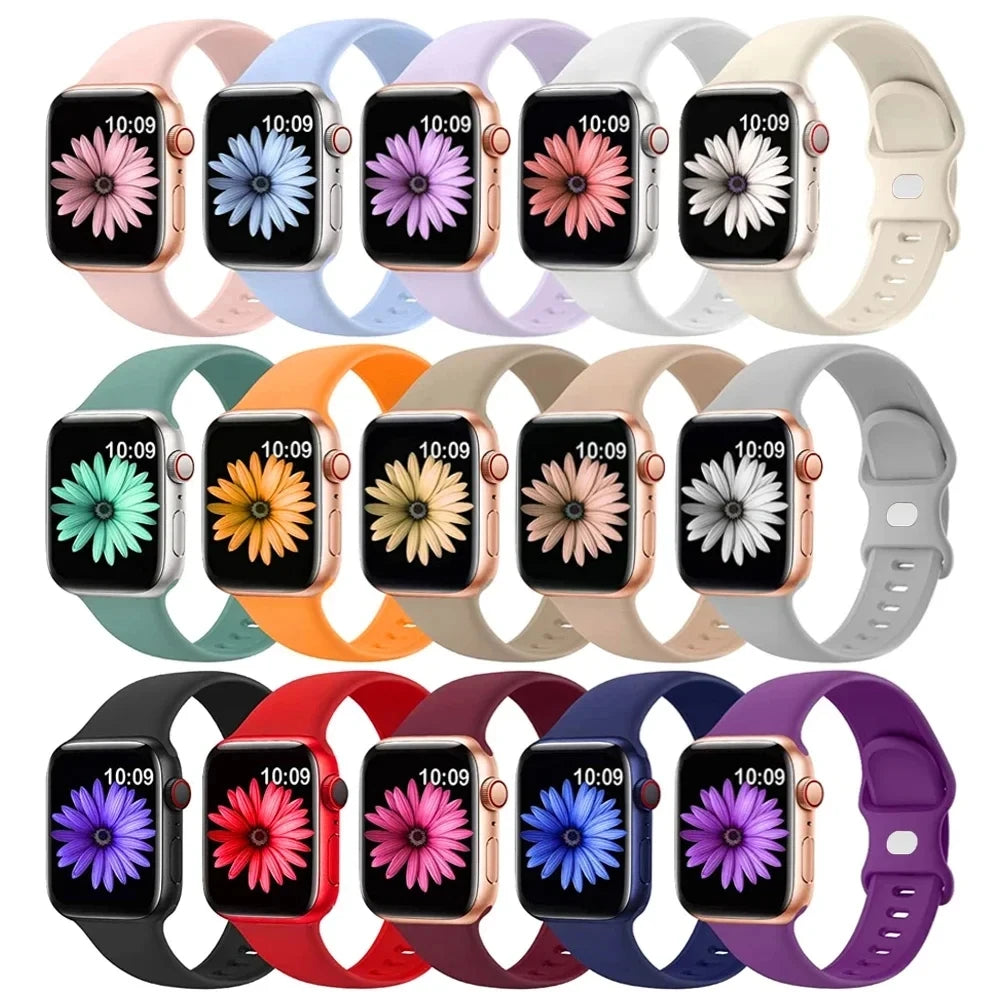 Silicone band For Apple Watch band 40mm 44mm 49mm 45mm 41mm 38mm 42mm 44mm correa band Apple Watch Series 9 8 7 6 3 SE Ultra 2