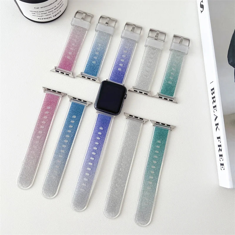 Bling Transparent band for Apple Watch Ultra 2 band 49mm 45mm 41mm 44mm 40mm 46mm Silicone band Apple Watch Series 10 9 8 7 6 5 SE