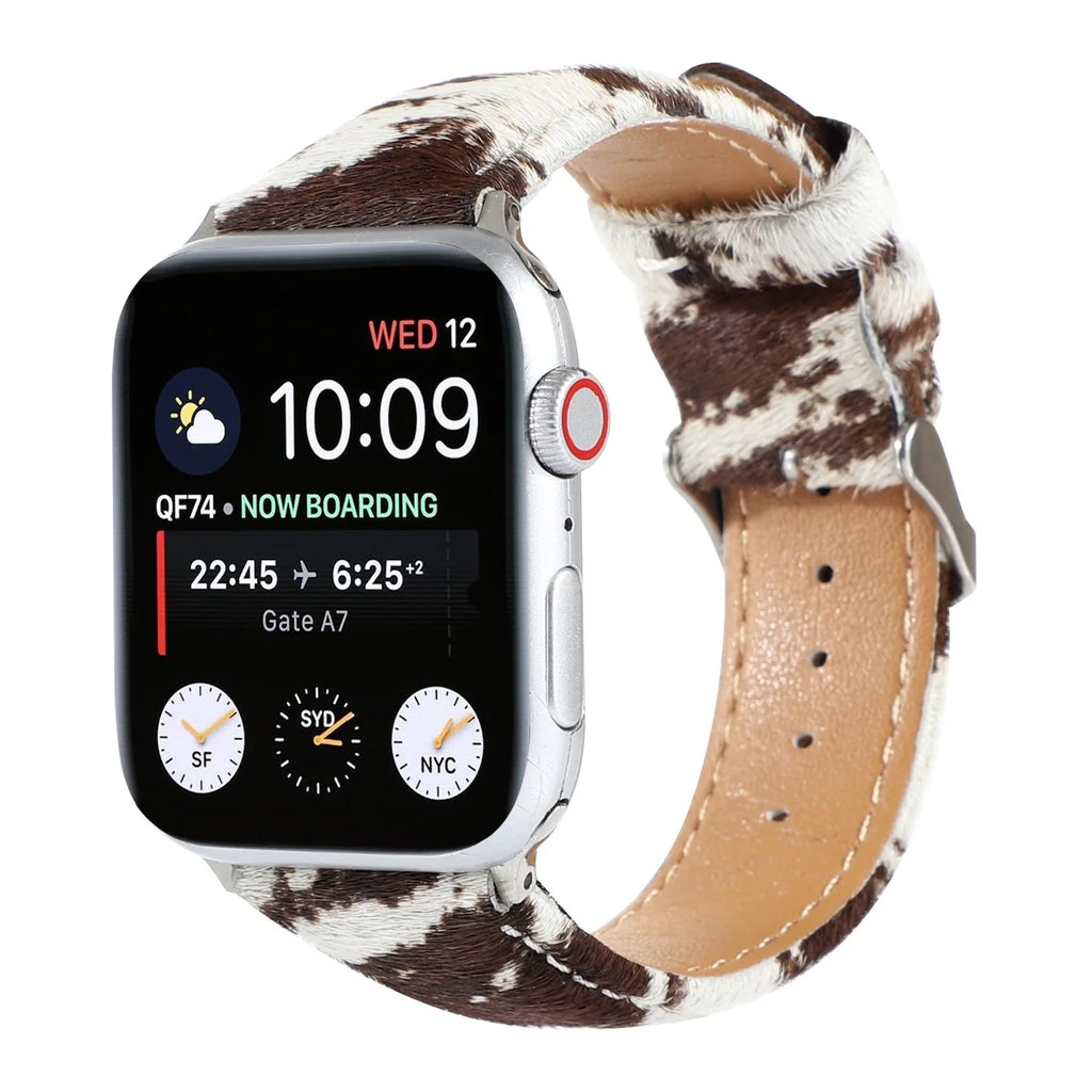 Leopard Horse Hair Leather band For Apple Watch band 40mm 41mm 42mm 44mm 45mm 49mm Apple Watch band Series 4 5 6 7 8 9 SE Ultra