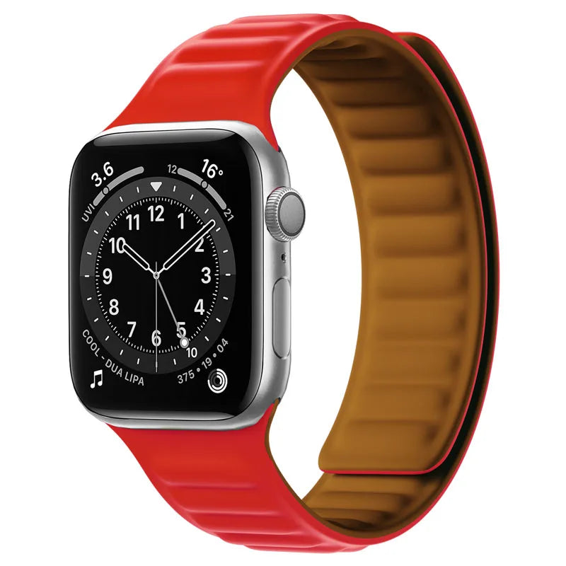 Silicone Link band for Apple Watch band 44mm 40mm 45mm 41mm 46mm 49mm Magnetic Loop band Apple Watch Series SE 7 8 9 Ultra 2 10