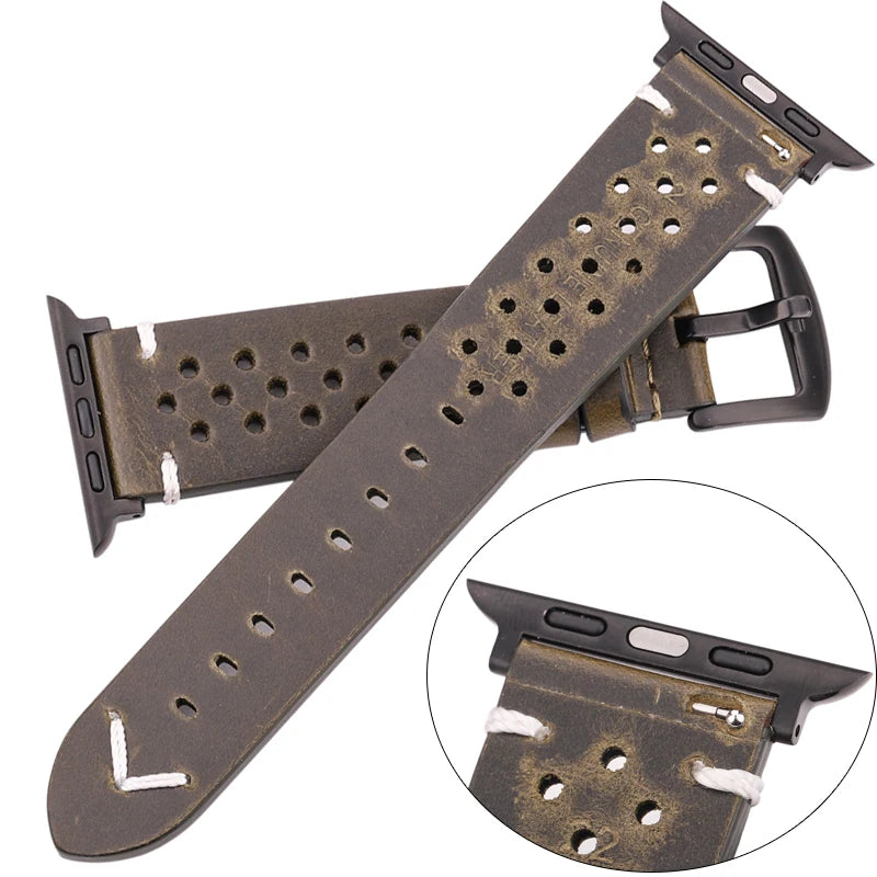 Genuine Leather band For Apple Watch band Serie 7 6 5 4 SE band 44mm 45mm 40mm 41mm 42mm 49mm Women Men Apple Watch Watchband