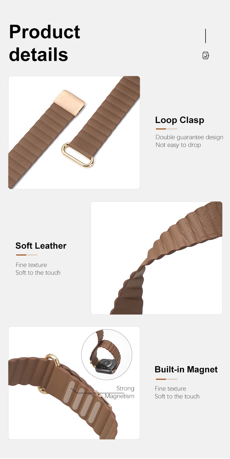 Luxury Leather band For Apple Watch Ultra 10 9 8 7 6 5 4 Woman Magnetism band For Apple Watch 38mm 40mm 45mm 42mm 46mm 49mm