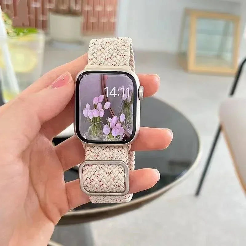Korean Cute Braied band + Case For Apple Watch band 49mm 46mm 45mm 44mm 38mm 42mm Nylon band For Apple Watch Series 10 9 8 7 6 5 4 3 SE