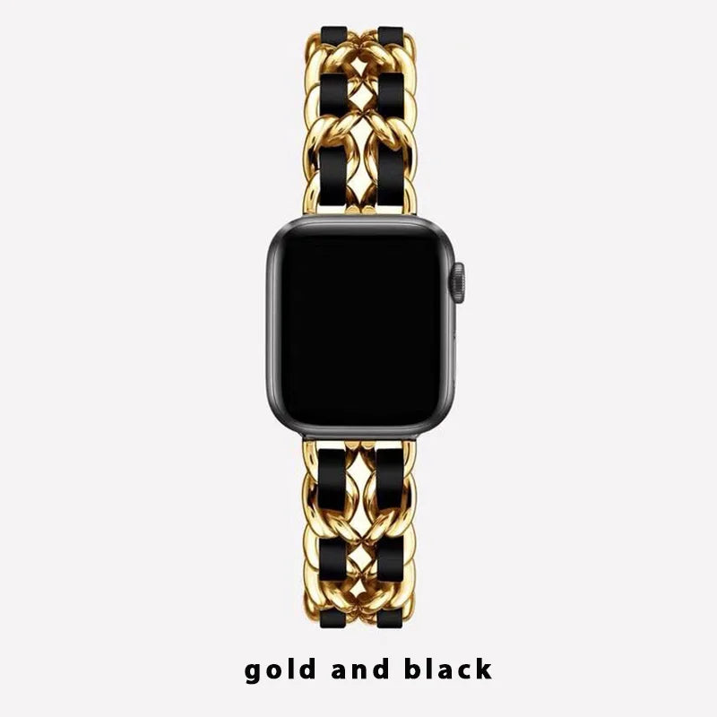 Women metal band for Apple Watch band 10 9 8 Ultra 46mm 42mm 49mm 7 SE 6 5 41mm 45mm 44mm 40mm Lady Gold Steel band Wristband