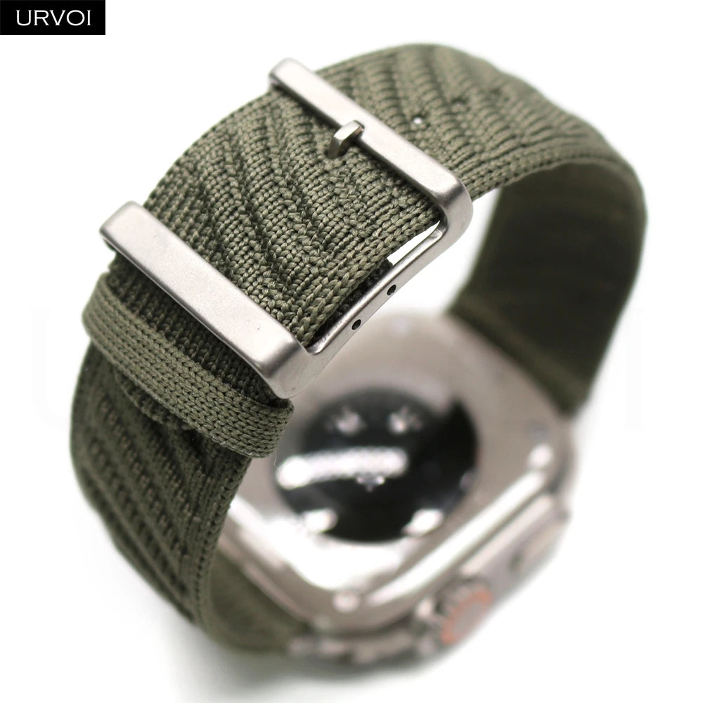 URVOI En Mer band for Apple Watch Ultra 3 2 Series 11 Sport band Orange Gris Titane ocean waves pattern Polyamide Custom Buckle