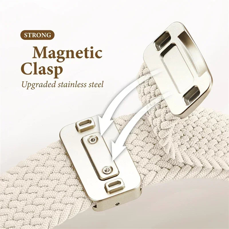 Braided band For Apple Watch band 40mm 44mm 42mm 46mm 45mm 38mm 41mm Magnetic buckle band Series 10 SE 9 8 7 6 5 4 Ultra 2 49mm