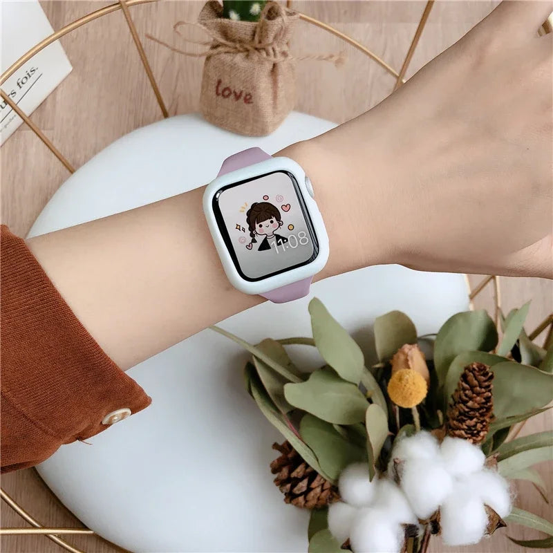 Slim WatchBands for Apple Watch band Series 9 8 7 6 5 4 SE Ultra 2 49mm Sport band Silicone band Apple Watch 41mm 44mm 40mm 45mm