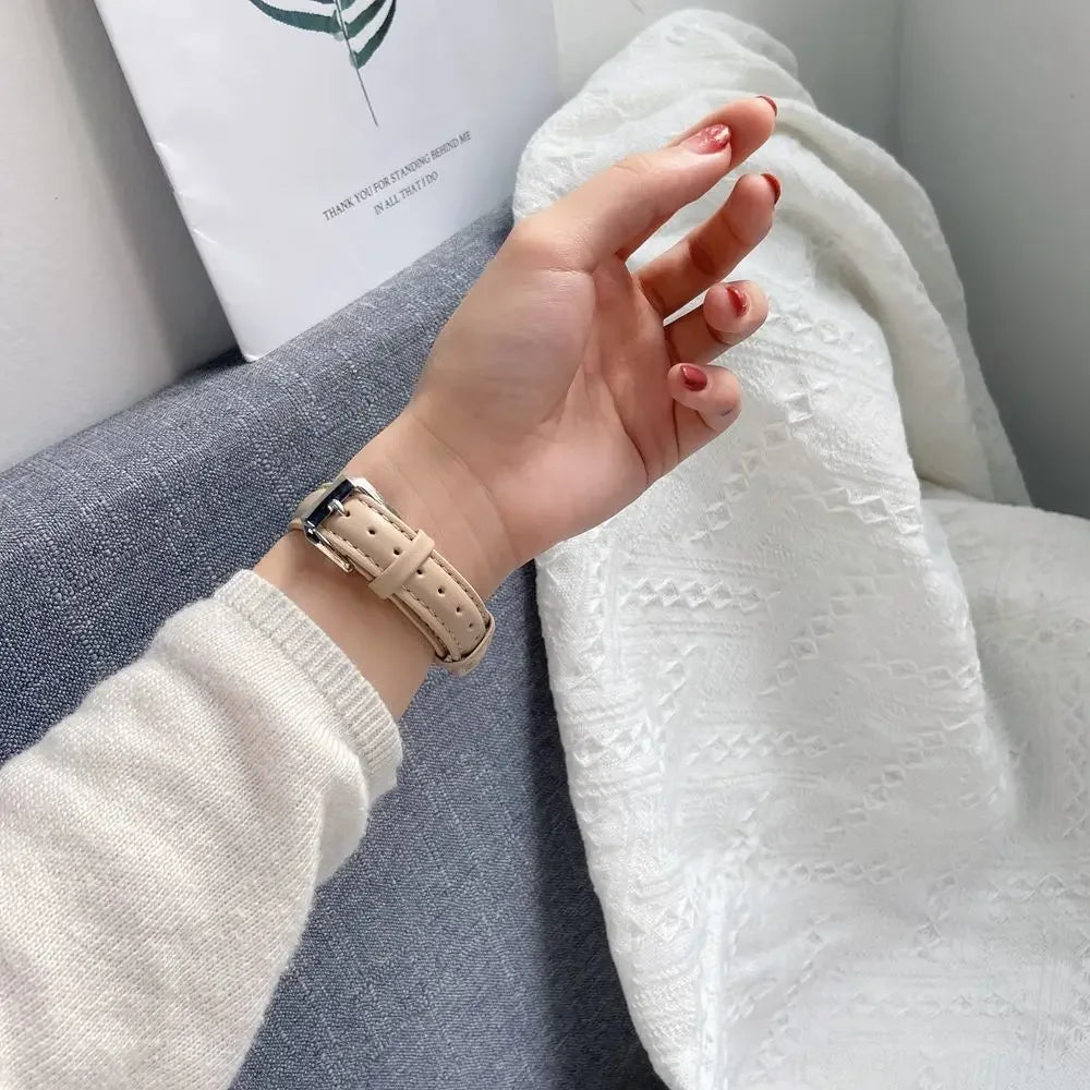 Slim leather band for Apple Watch band Ultra 2 49mm Series 10 7 8 9 41mm 45mm 38mm 42mm Wrist band Apple Watch SE 6 5 4 40mm 44mm m