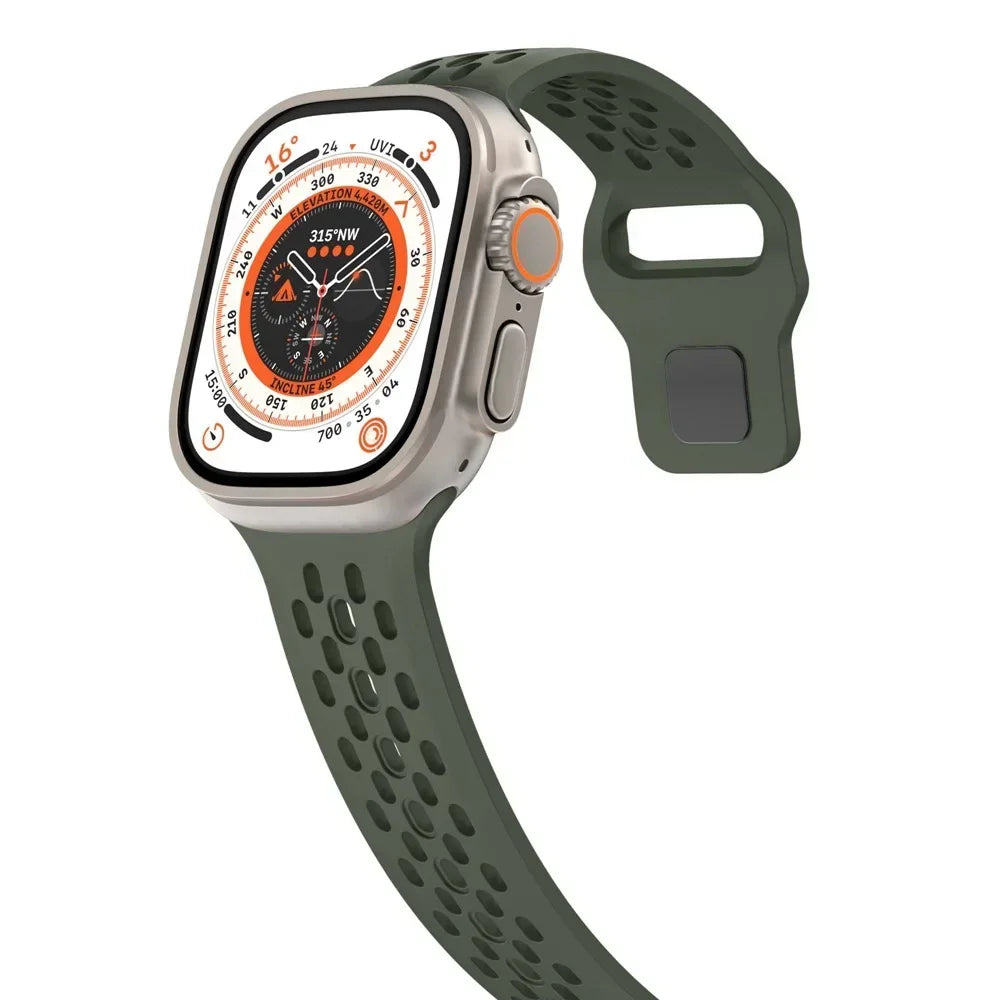 Sport Silicone band for Apple Watch Ultra 2 1 10 42mm 46mm 49mm Soft Breathable band Wristband Apple Watch Series 9 8 7 6 5 4 SE Band