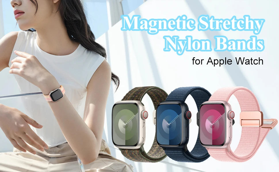 Magnetic band for Apple Watch band 46mm 40mm 45mm 44mm 41mm 38mm 42mm Nylon band Apple Watch Series 10 SE 9 8 7 6 5 Ultra 2 49mm