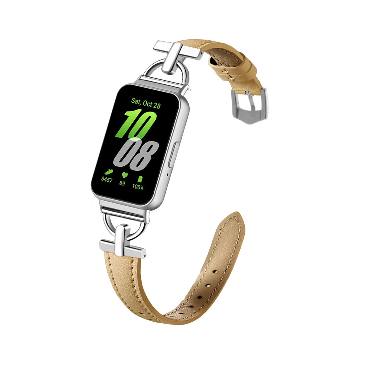 Samsung Galaxy Fit 3 Metal+Leather Strap for Samsung fit 3 Smart Watch Accessories Wristband for Galaxy Fit 3 Bracelet Belt