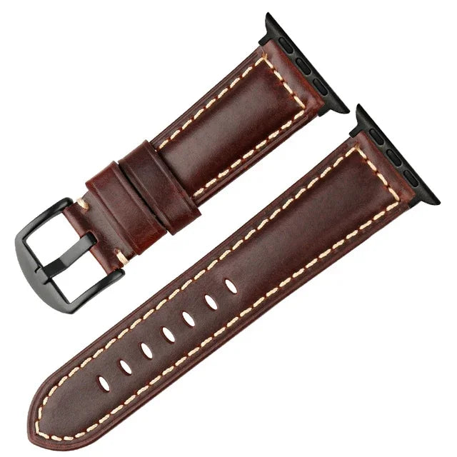 Vintage Cow Leather Watch band for Apple Watch band for Series 9 8 Ultra 2 49mm 45mm 44mm 41mm 42mm 40mm Leather band for Apple