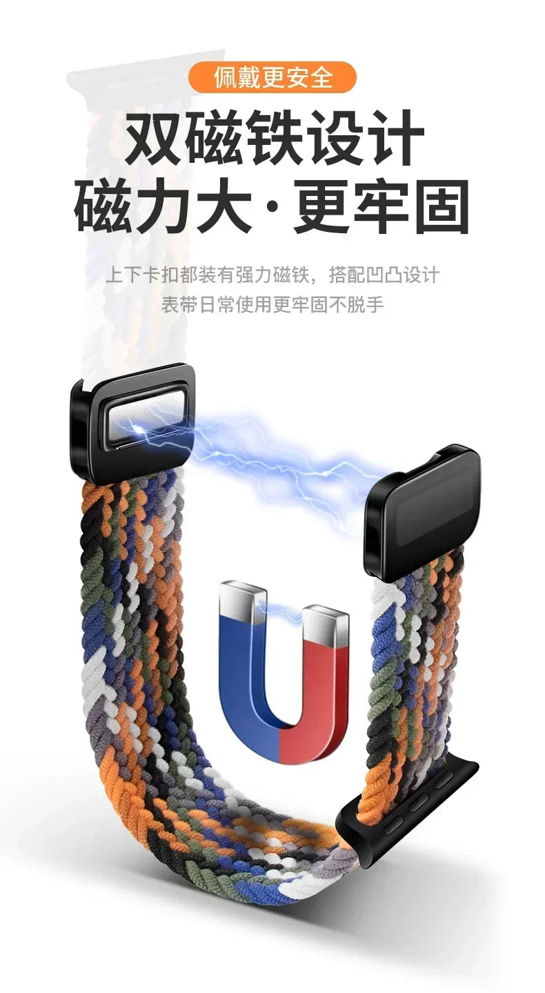 Magnetic Braided band For Apple Watch band 46mm 42mm 45mm 41mm 44mm 40mm Ultra 2 49mm Nylon band Apple Watch 10 9 8 7 6 5 4 SE