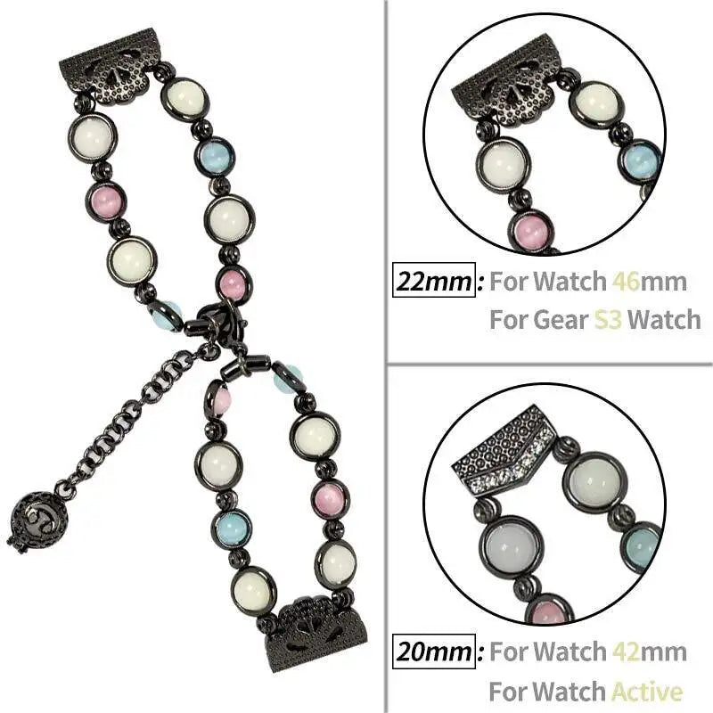 Correa de Metal luminoso para Samsung Galaxy Watch, pulsera clásica de 22mm, 20mm, 40mm, 44mm, 4, 45mm, 42mm, Active 2