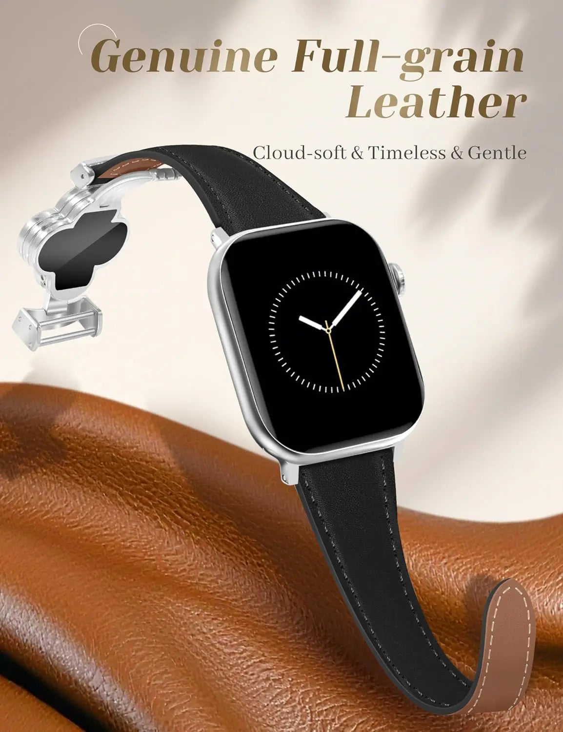 Fashion Leather band For Apple Watch band 49mm 44mm 45mm 42mm 40mm 46mm 41mm Magnetic band Correa woman Apple Watch Ultra Series 11 10 9 8 7