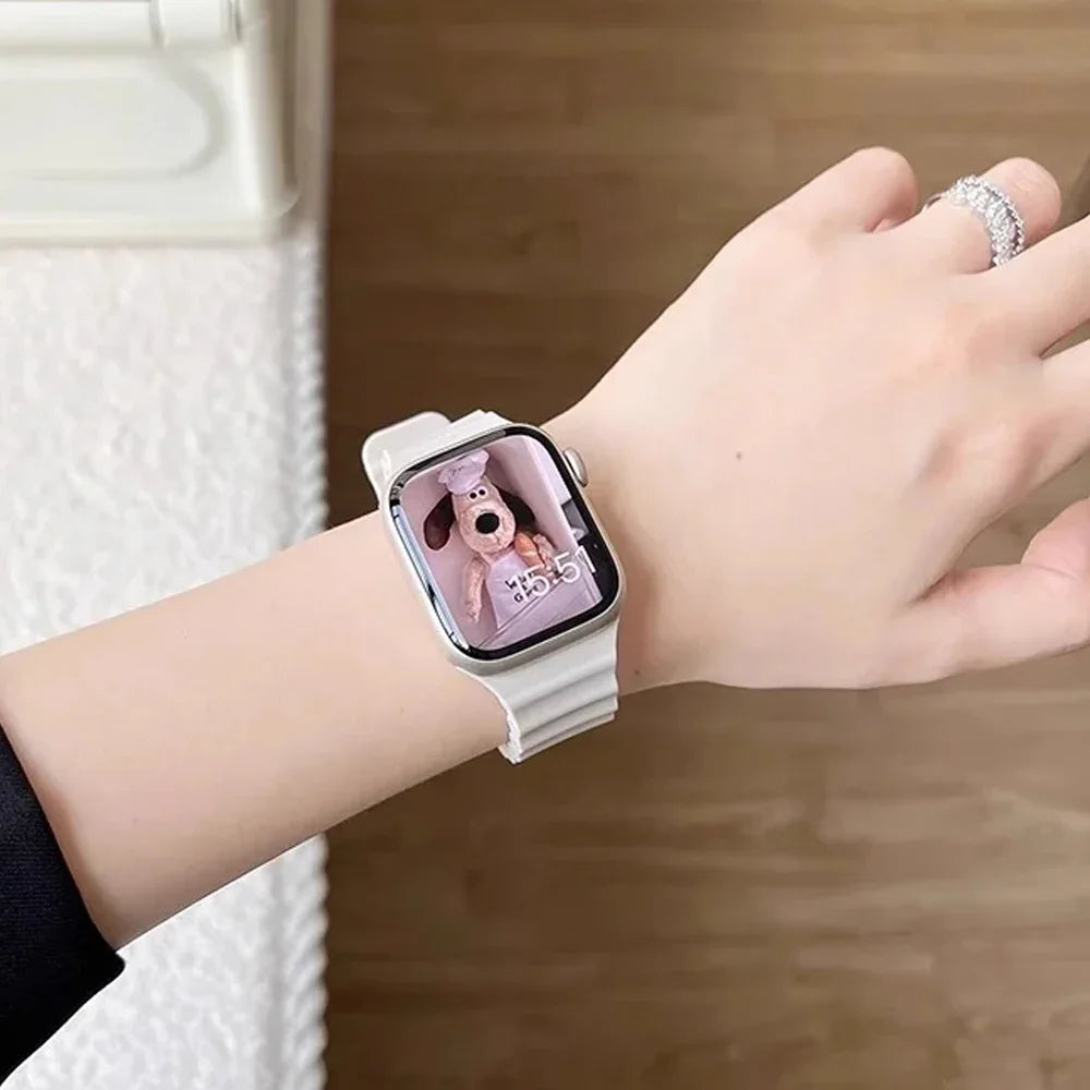 Bands For Apple Watch 10 Ultra 2 3 49mm 45mm 41mm 44mm Silicone Ocean band Apple Watch Series 11 9 8 7 6 5 4 SE 3 46mm 42mm