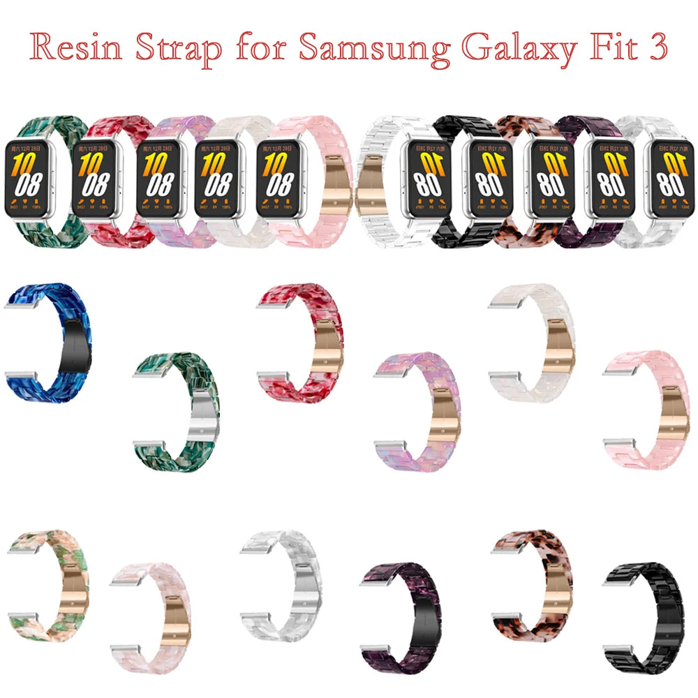 Resin Strap Compatible with Samsung Galaxy Fit3 Quick Release Men Women Bracelet for Galaxy Fit 3 Strap