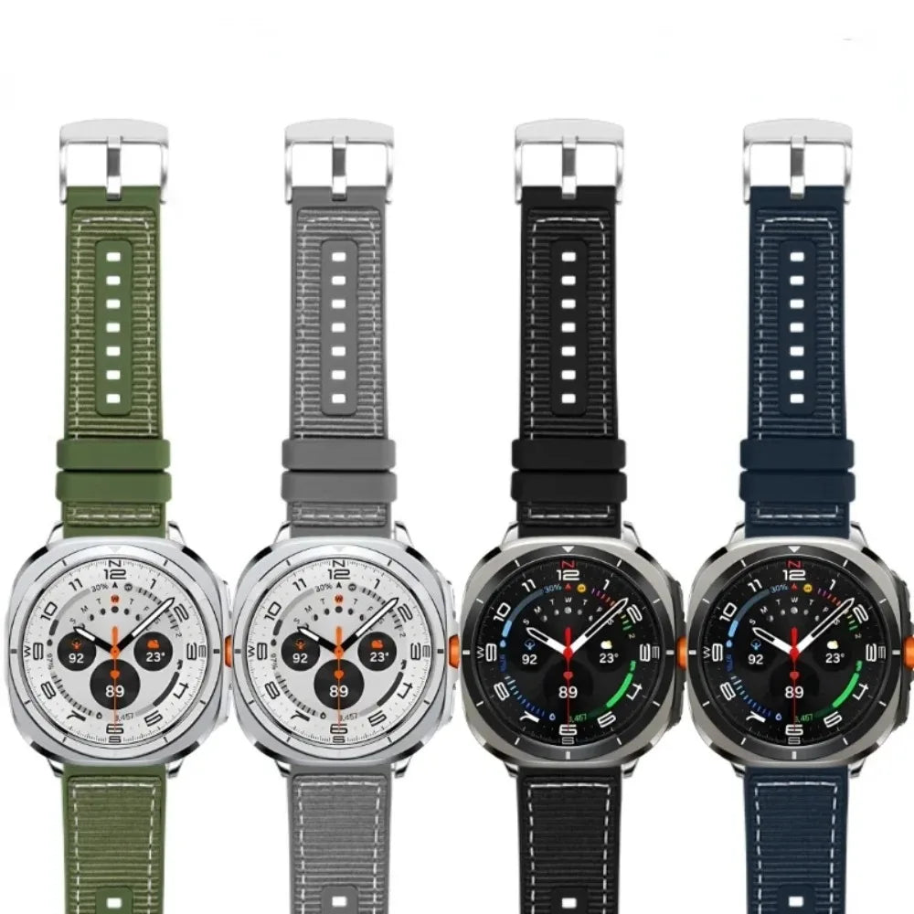 Silicone Nylon Strap for Samsung Galaxy Watch Ultra 8-7 47mm Comfortable Breathable Band Bracelet for Galaxy Watch Ultra 7 47mm