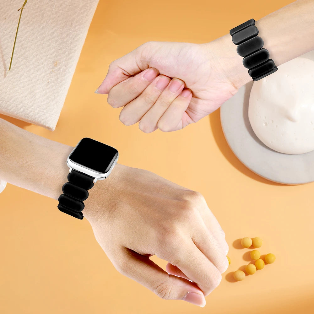 Resin band for Apple Watch band 38mm 40mm 41mm 42mm 44mm 45mm 49mm Resin elastic force band correa Apple Watch Series 9 8 7 SE 6 5