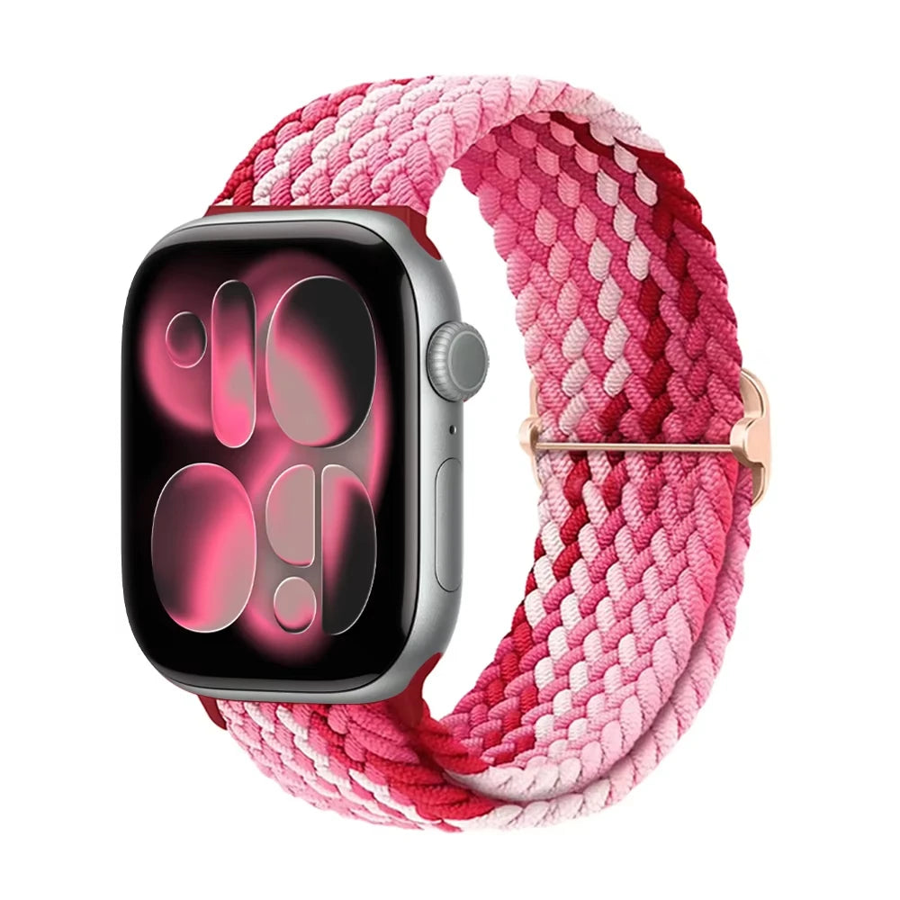 Braided band For Apple Watch band 44mm 45mm 49mm 46mm 40mm 41mm 38mm Elastic Adjustable Nylon band Apple Watch Series 11 10 9 8 SE 7 Ultra3