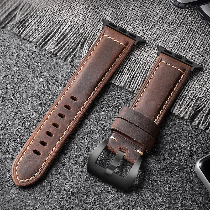 For Apple Watch band High Quality Leather band Men for Series 11 10 9 7 8 SE Ultra 3 2 49mm 44mm 46mm Watch band 45mm 41mm 42mm