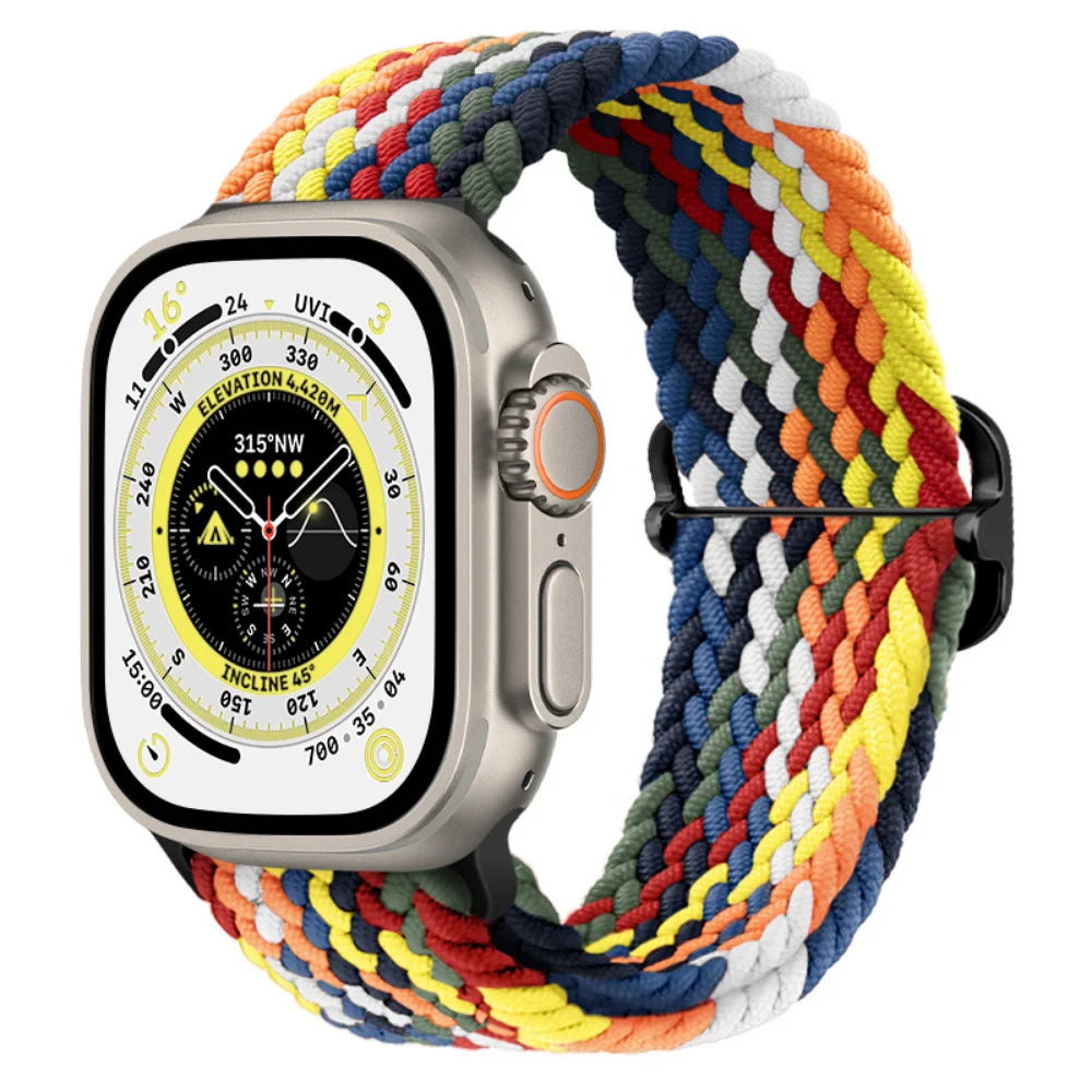 Braided Nylon band For Apple Watch Ultra 49mm 46mm 45mm 44mm 42mm 41mm 40mm Elastic band Apple Watch 11 10 9 8 7 SE 4 5 6 Belt