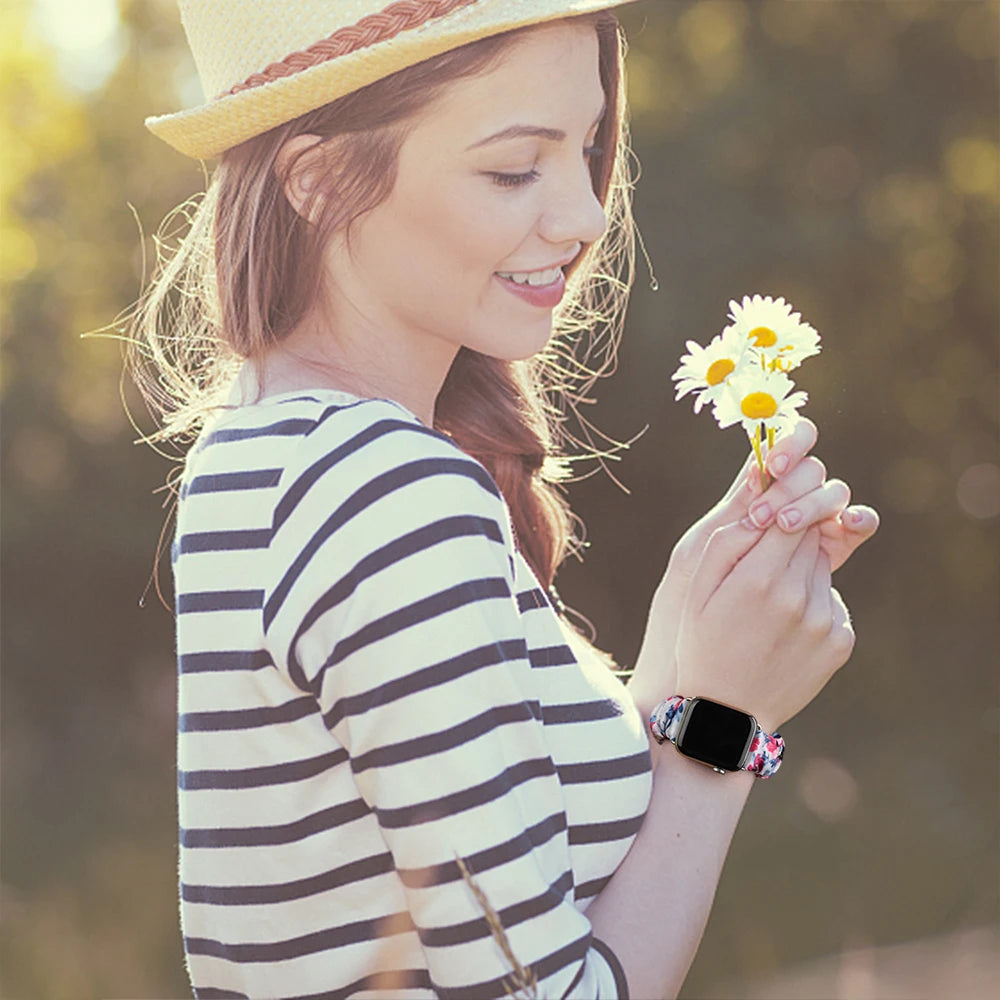 For Apple Watch band Series 8 7 SE 6 5 Ulta 49mm Elastic Scrunchie band for Apple Watch 44mm 40mm 38mm 42mm 41mm 45mm band Belt