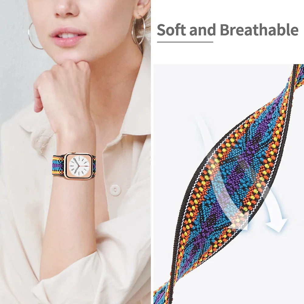 Nylon Loop band for Apple Watch band 45mm 44mm 42mm 40mm 41mm 46mm band Apple Watch Series 11 10 9 8 7 6 5 SE Ultra 3 49mm band