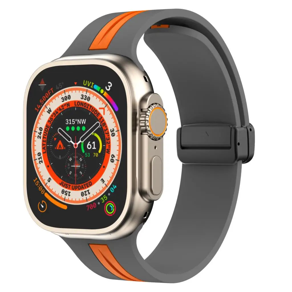 Magnetic buckle band For Apple Watch Ultra 2 band 49mm 44mm 40mm 45mm 41mm 38mm Silicone band Apple Watch Series 7 3 6 5 SE 8 9