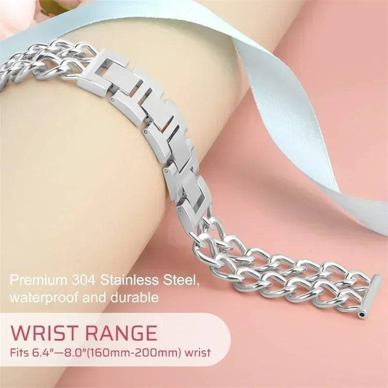 20mm 22mm Watchbands For Samsung Galaxy watch 6 5 4 Classic Metal Luxury bracelet Amazfit Bip 5/Bip3 pro/Balance/GTS/GTR 4 strap