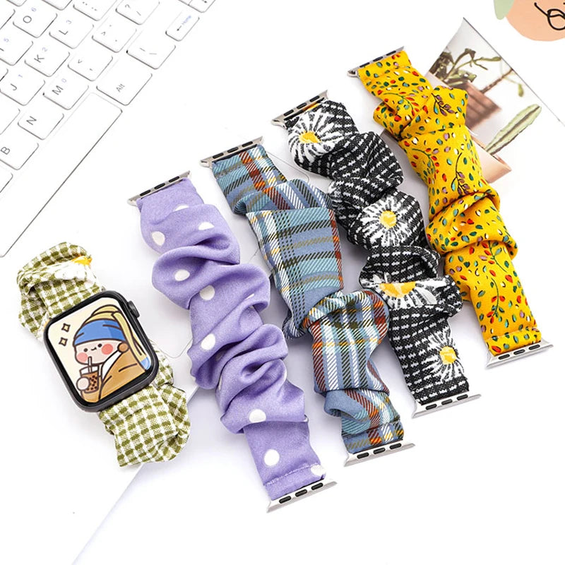 Scrunchie band for Apple Watch Ultra band 49mm 45mm 41mm 44mm 40mm 38mm 42mm Elastic nylon band Apple Watch Series 8 7 6 5 4 3 SE