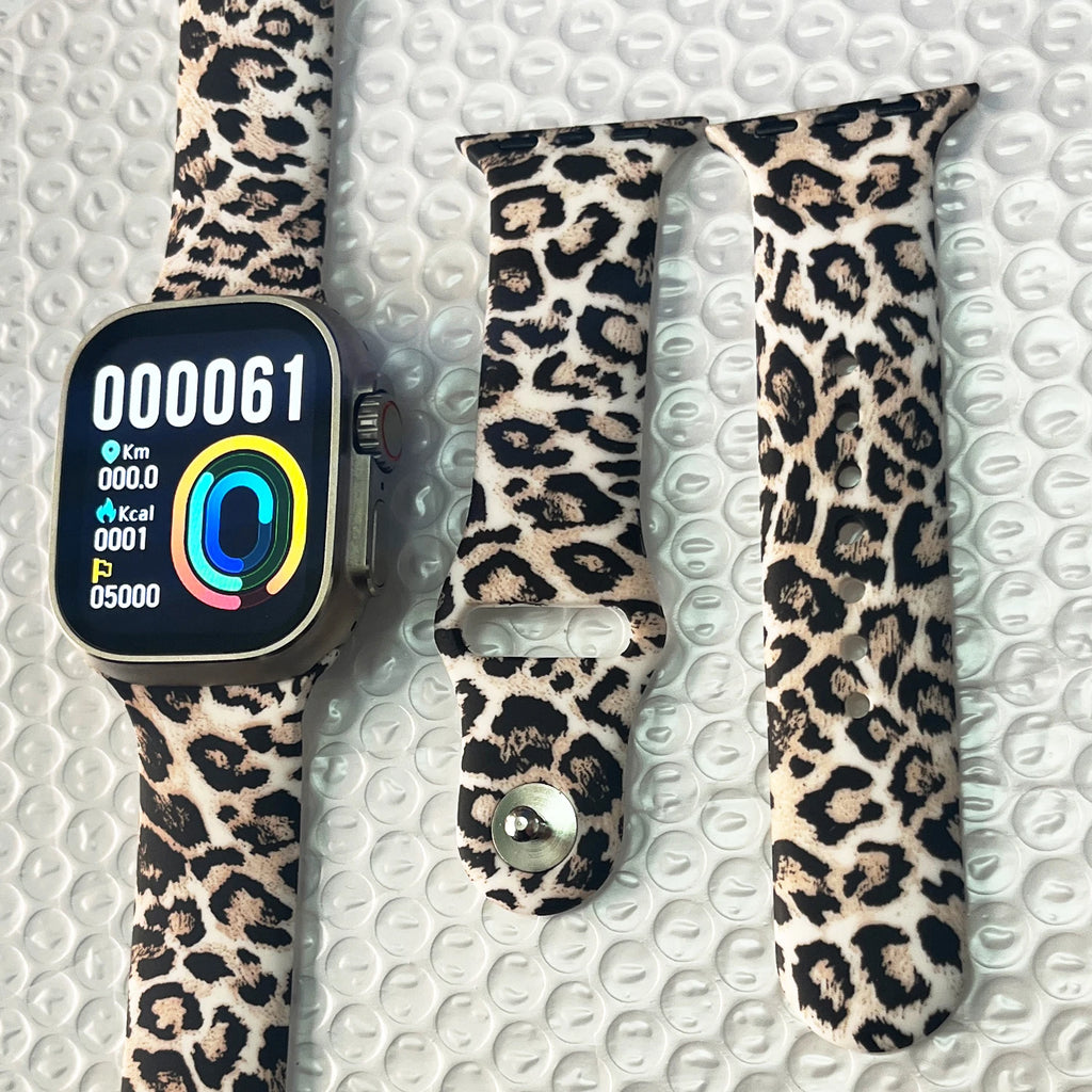 Silicone band For Apple Watch Ultra band 49mm 46mm 45mm 44mm Zebra pattern correa band Apple Watch Series 11 10 9 8 7 Watchbands