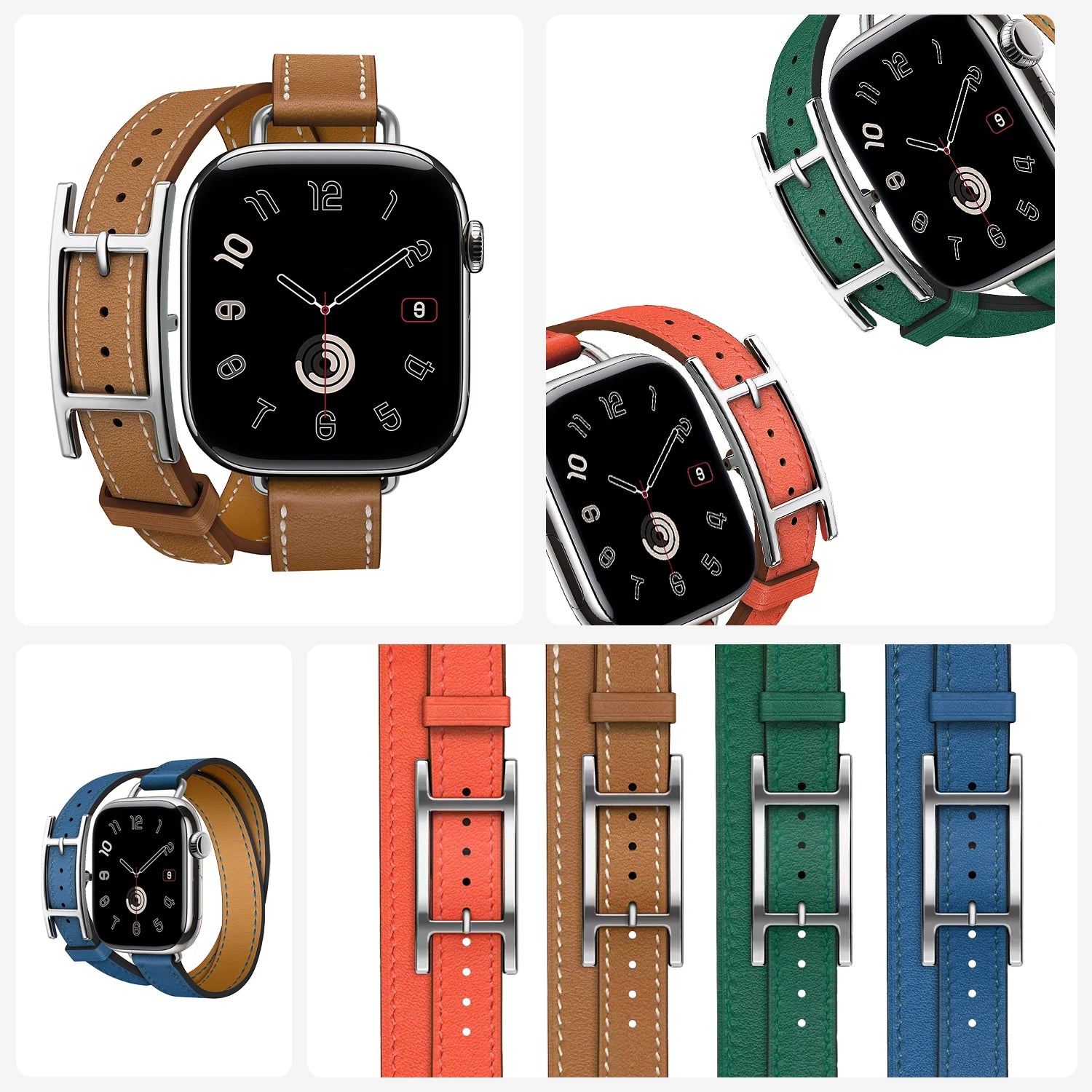 New 2025 Hapi Attelage Double Tour band For Apple Watch band Series 11 10 9 8 7 SE 3 Apple Watch Ultra 3 2 H Buckle Belt 42mm 46mm