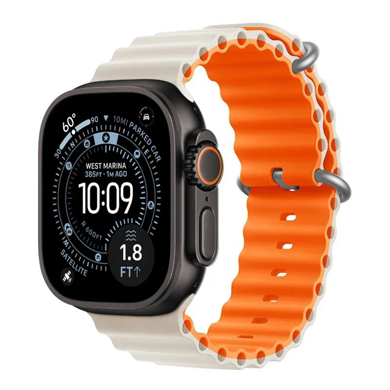 Ocean band for Apple Watch Ultra 3 2 49mm 45mm 46mm 42mm 44mm 40mm Silicone sport band correa Series 11 10 9 7 8 6 SE3 band