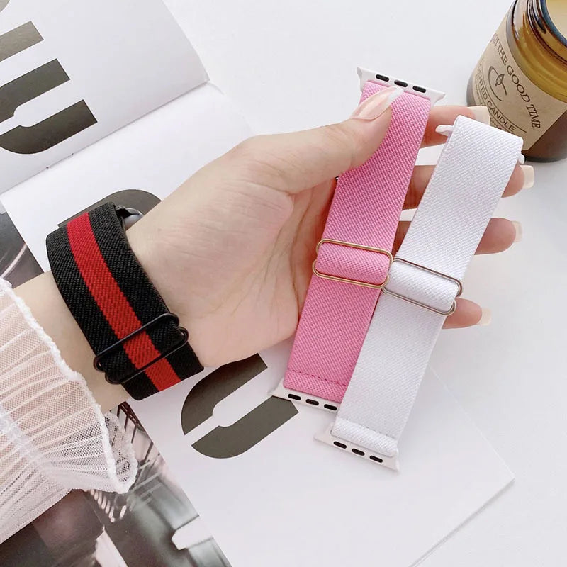 Stretchy Nylon band for Apple Watch Ultra 3 band 40mm 41mm 42mm 44mm 45mm 49mm 46mm Elastic band Apple Watch 11 10 9 8 SE 7 6 5
