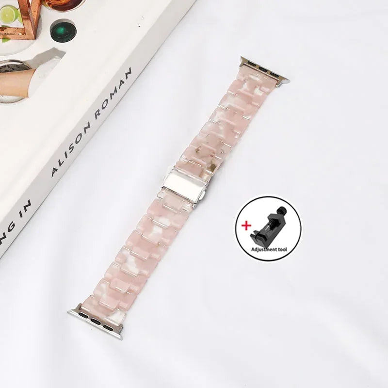 Luxury Resin band for Apple Watch Ultra 2 band 49mm 45mm 41mm 40mm 44mm 38mm 42mm Link band Apple Watch Series 9 7 8 6 SE 5 4 3